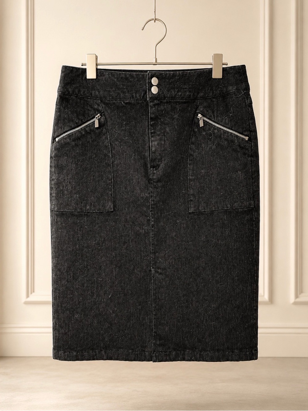 Lauren Jean Co by Ralph Lauren size 8 black pencil denim skirt
